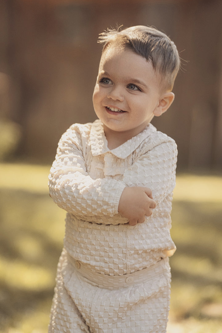 set outfit crepe shirt and bloomer - cream