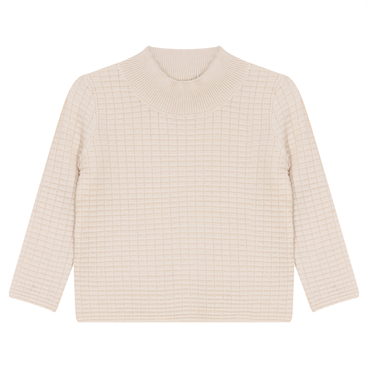 top l/s knit mock neck emblem - off white