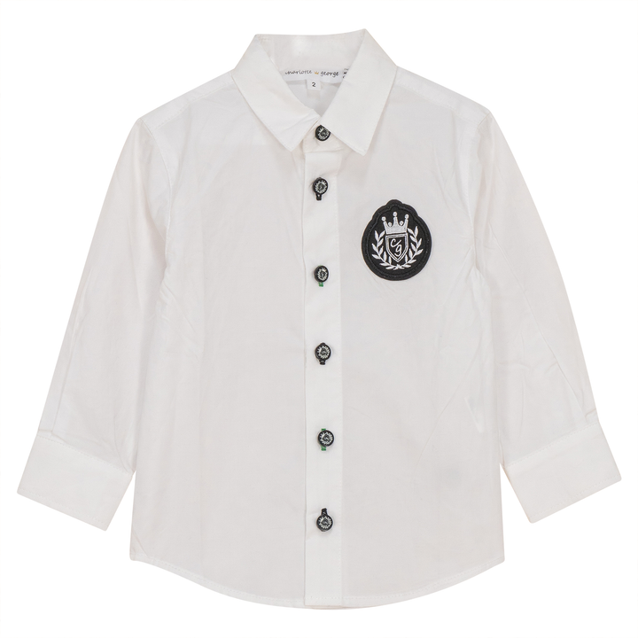 shirt l/s logo buttons - white