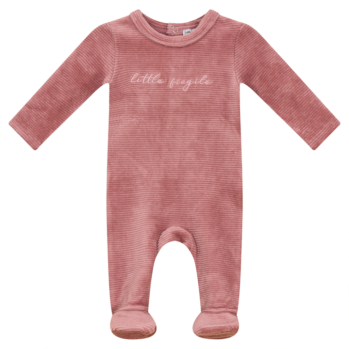 footie velour ribbed - pink