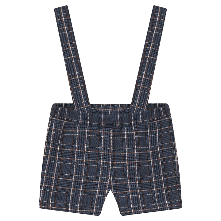 shorts plaid with suspenders - blue