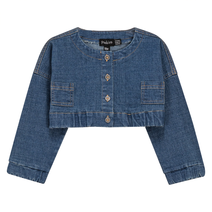 top l/s cropped cardigan - denim