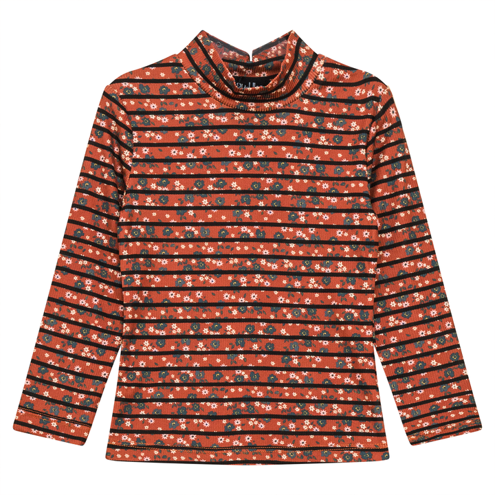 top l/s turtleneck printed - salmon