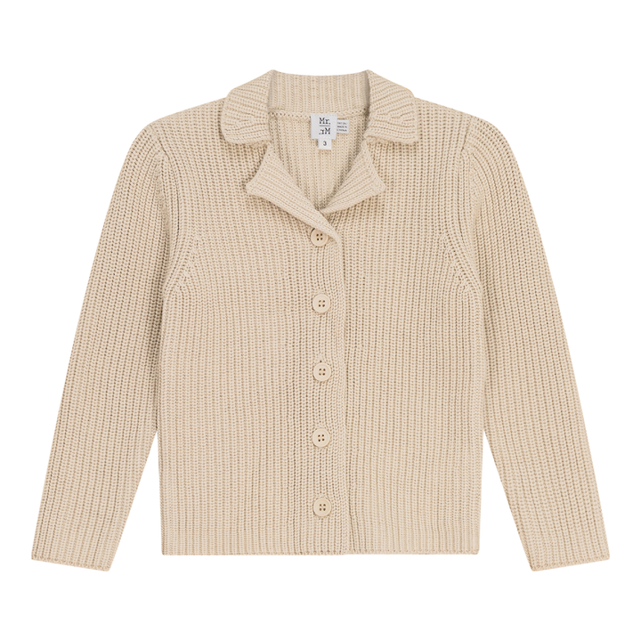 top l/s chunky knit cardigan - dark almond