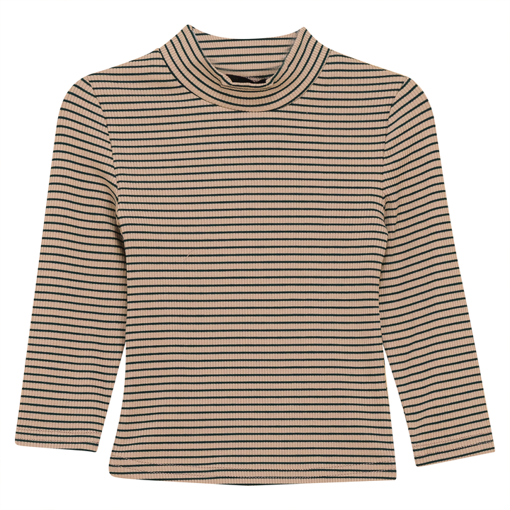 top l/s striped turtleneck - pine green