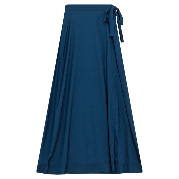 skirt silk wrap midi - navy