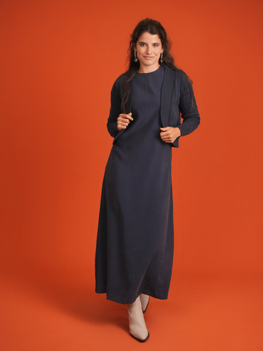 dress high low jumper - midnight blue