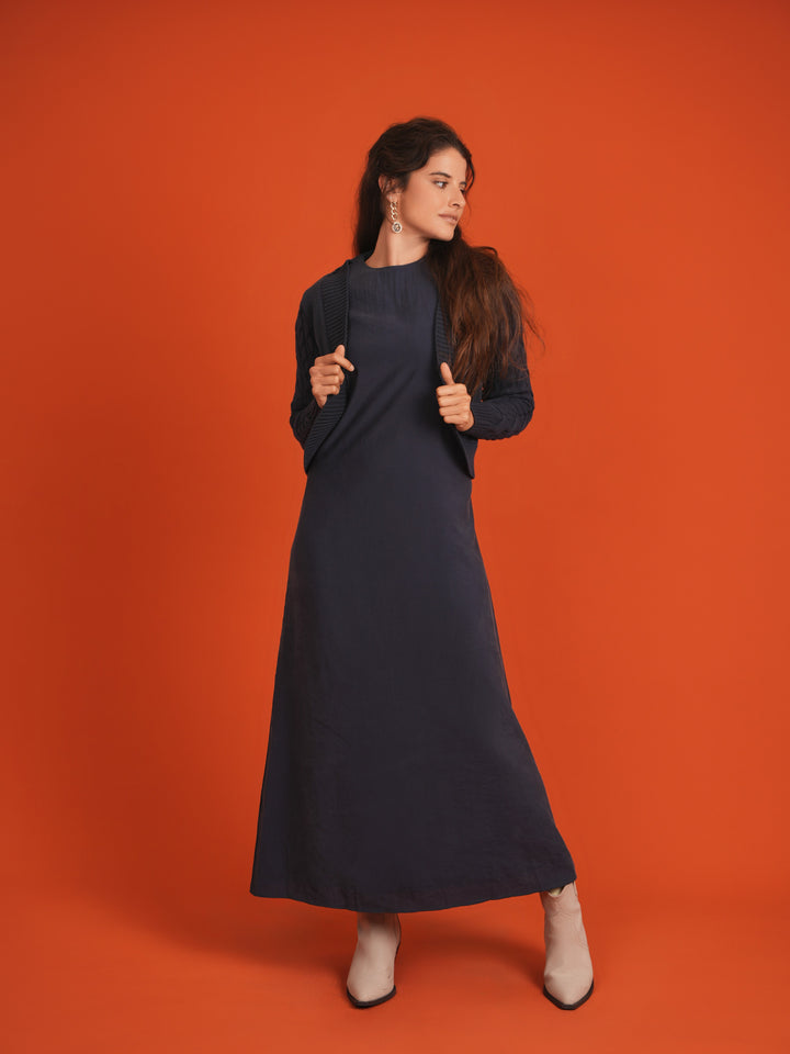 dress high low jumper - midnight blue