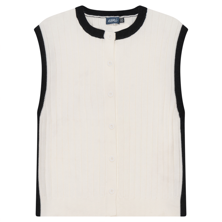 vest ribbed button down - off white/black