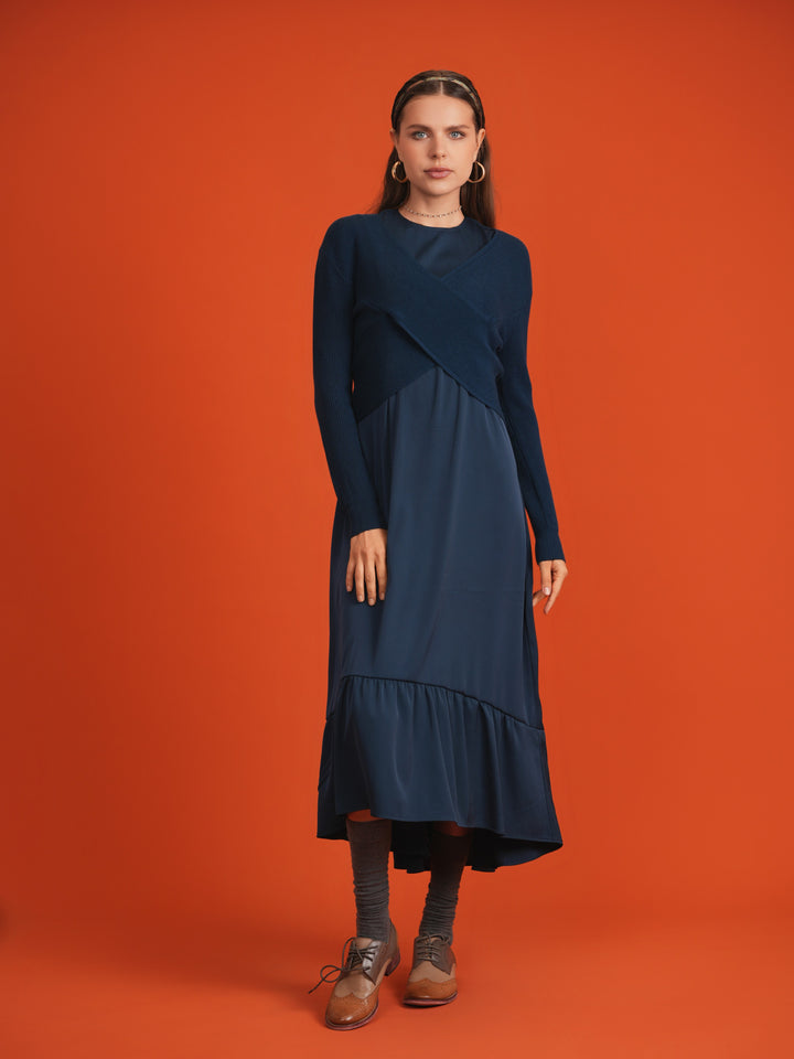 dress jumper midi silk - navy