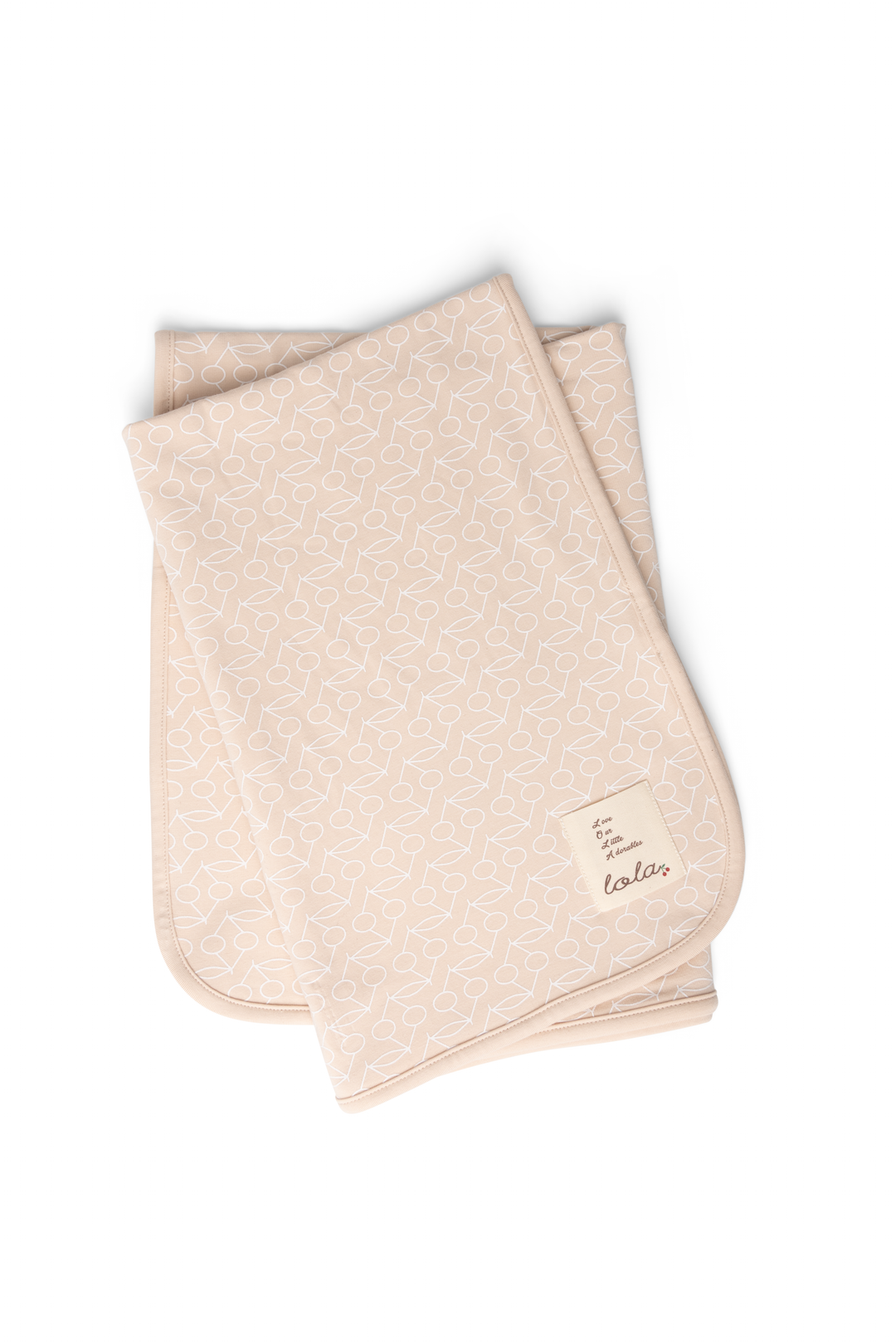 set footie velour cherry print with hat and blanket - linen