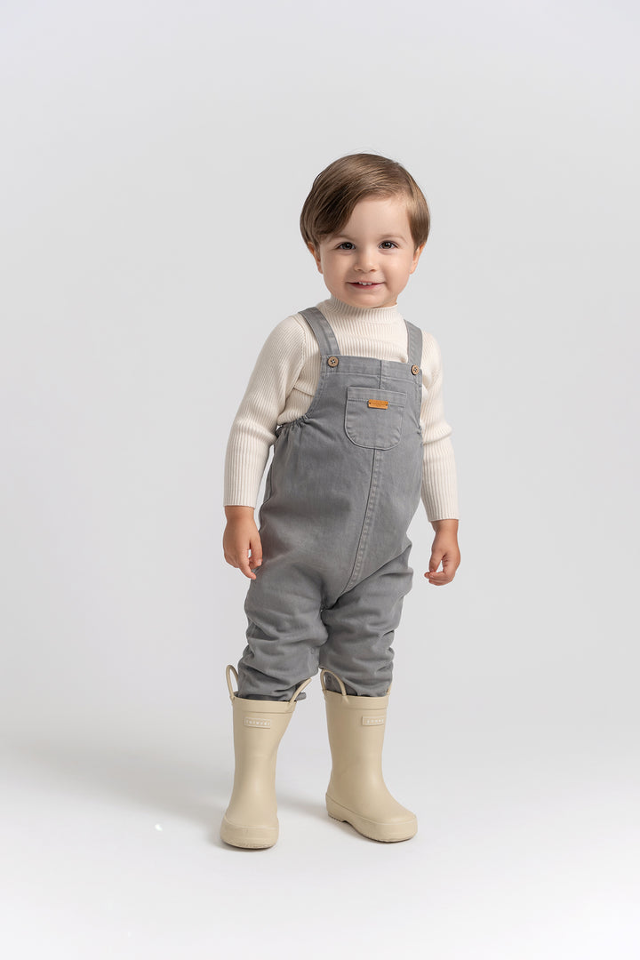 one piece long overalls - grey