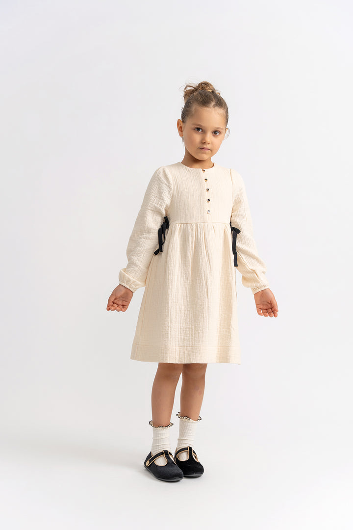 dress woven henley with side ties - off white