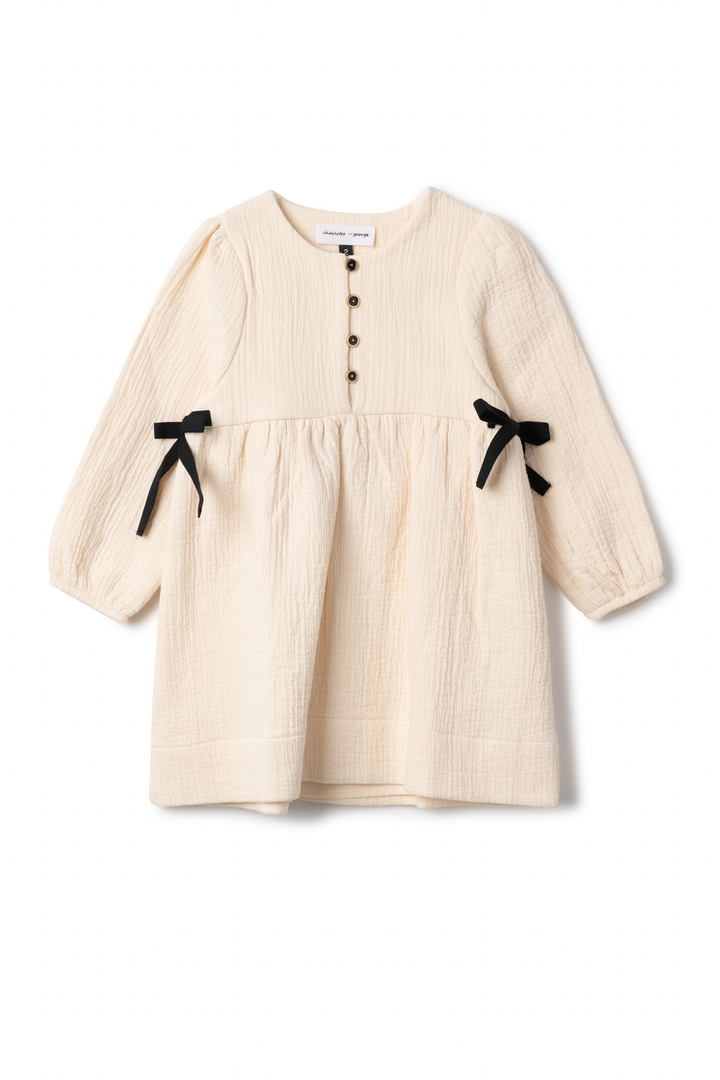 dress woven henley with side ties - off white