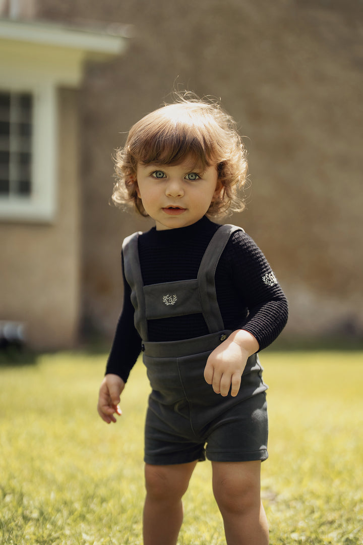 top l/s textured knit mockneck - black