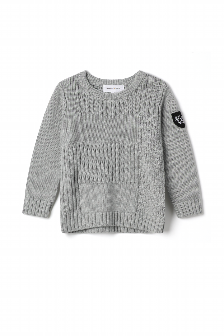 top l/s multi knitted sweater - grey mix