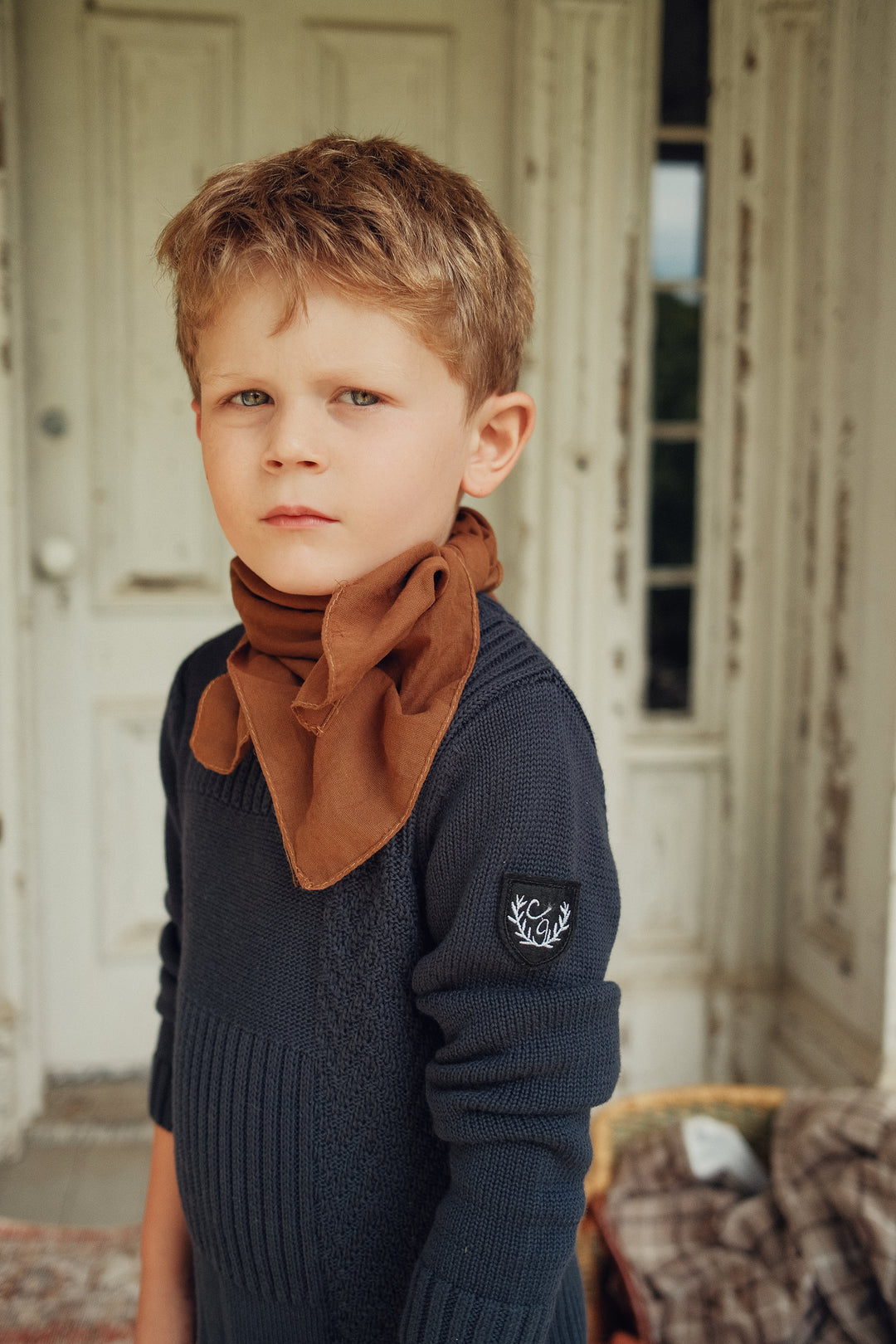 top l/s multi knitted sweater - ink