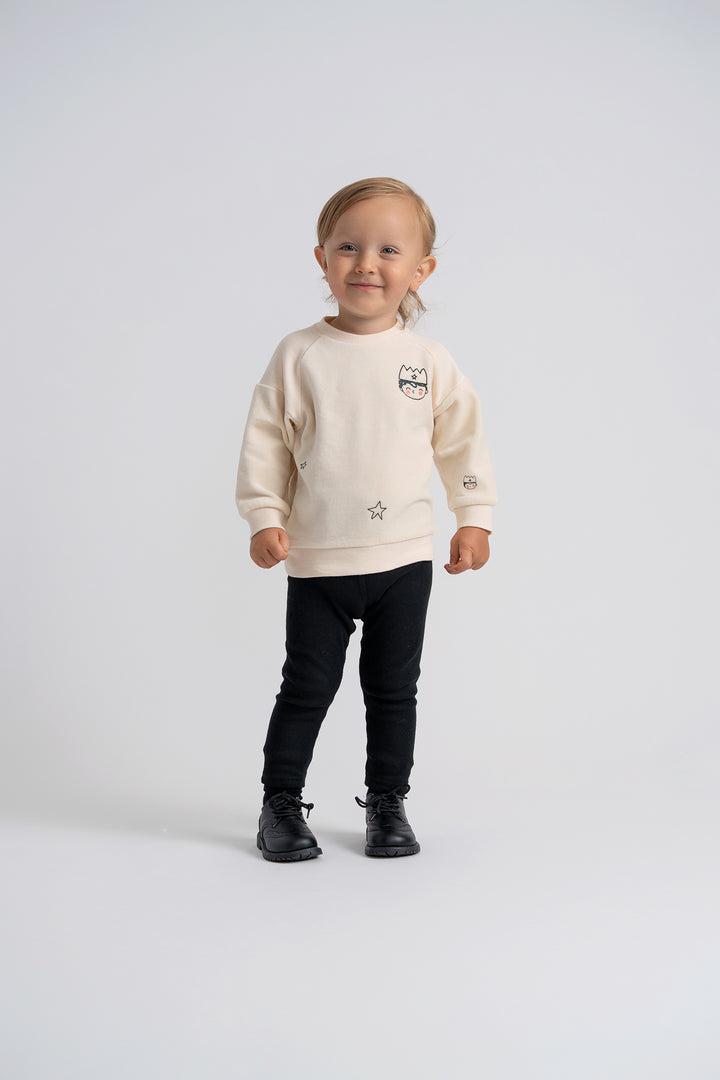 set outfit velour prince sweatshirt and pants - cream