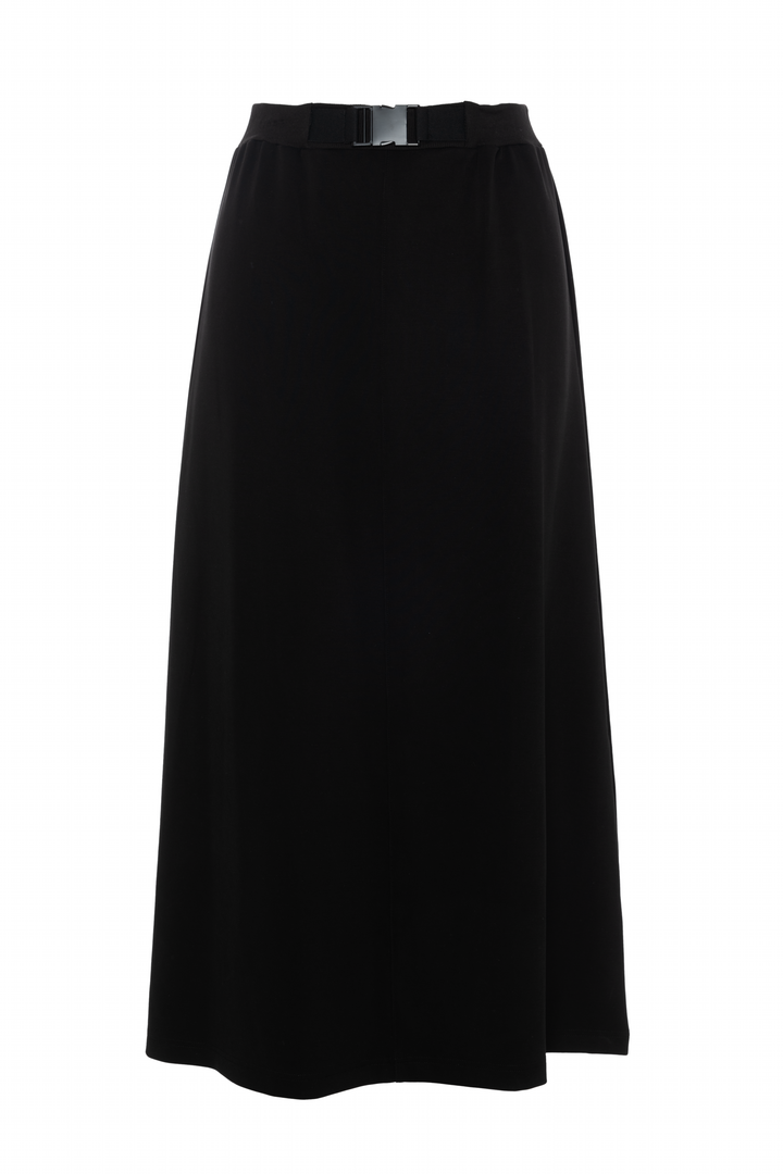 skirt midi buckle waist - black
