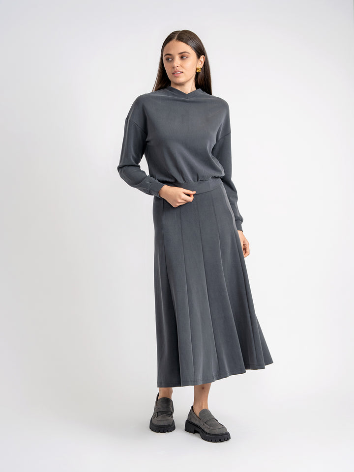 top l/s v neck sweatshirt - charcoal