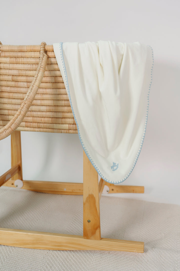 blanket cotton with embroidery - cream
