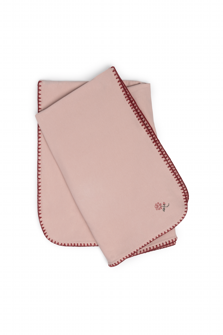 blanket cotton with embroidery - pink
