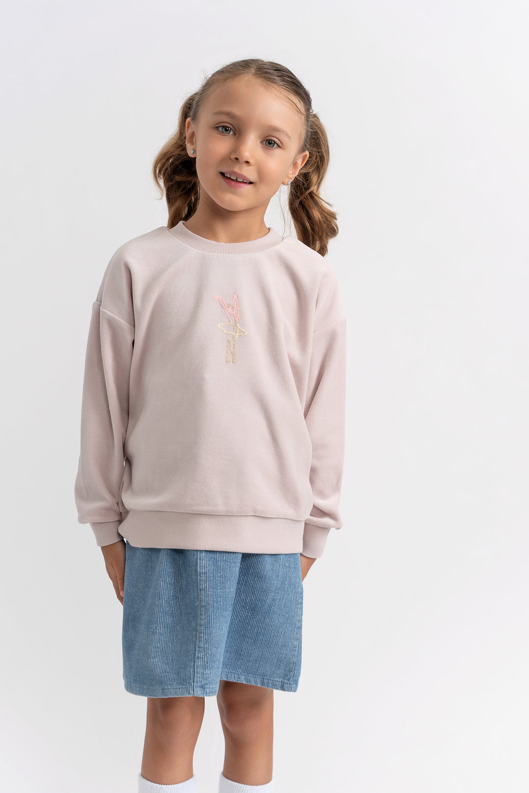 skirt ribbed corduroy with pockets - light denim