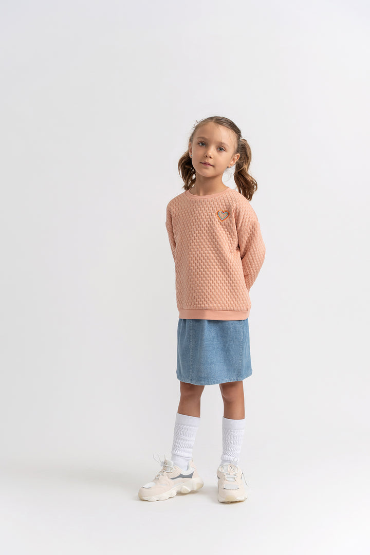 skirt ribbed corduroy with pockets - light denim