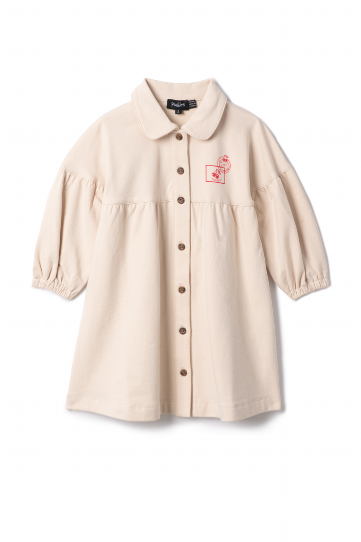 dress stamp print button down - dark almond/red