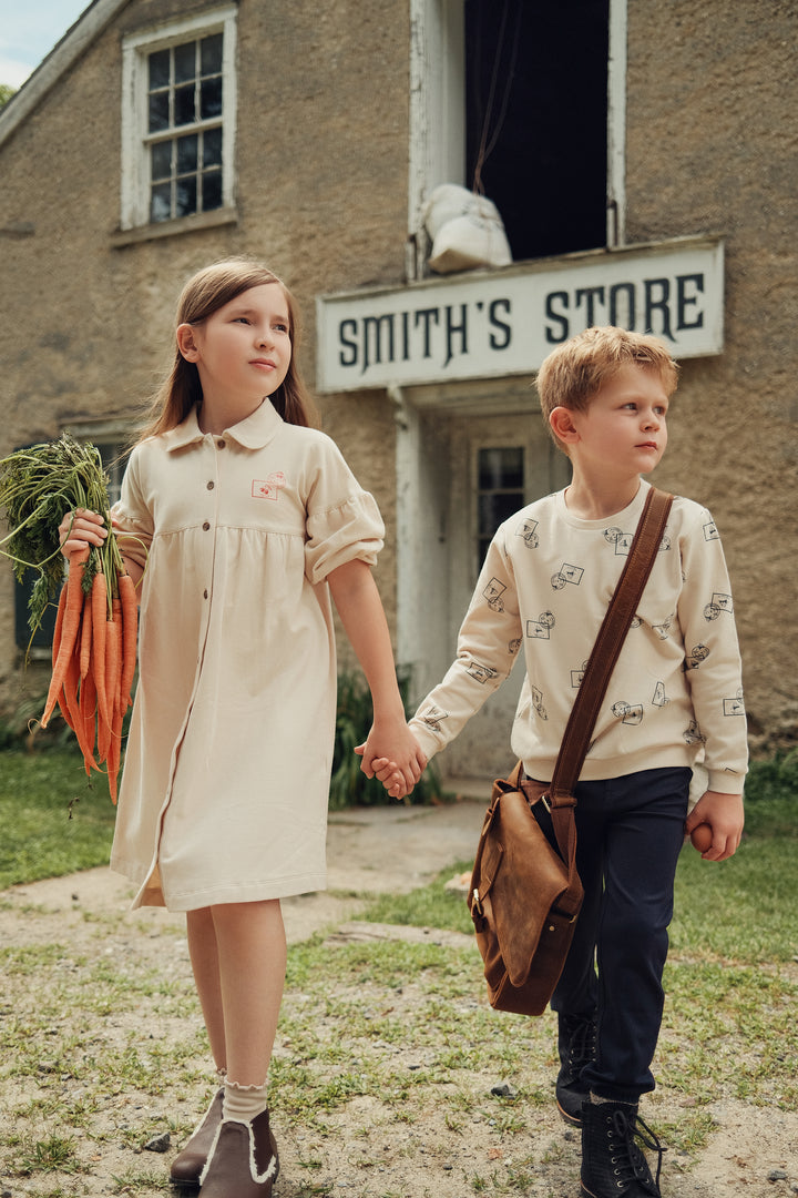 dress stamp print button down - dark almond/red