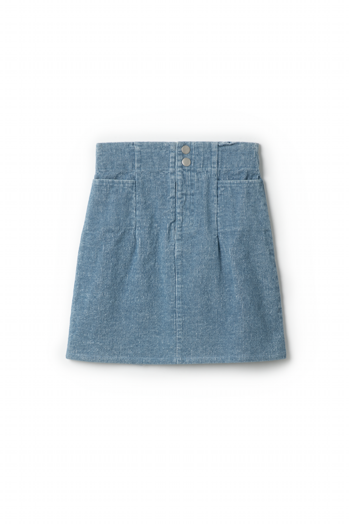 skirt ribbed corduroy with pockets - light denim