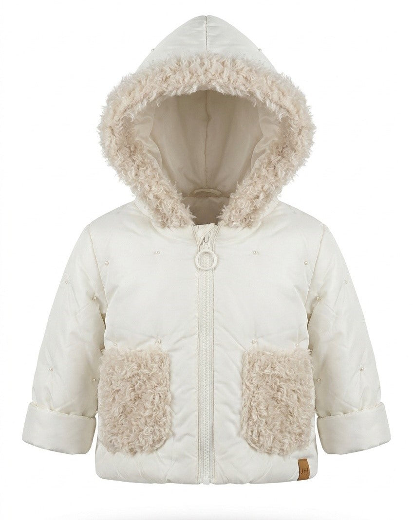 coat padded sherpa poodle pockets and hood - dark almond