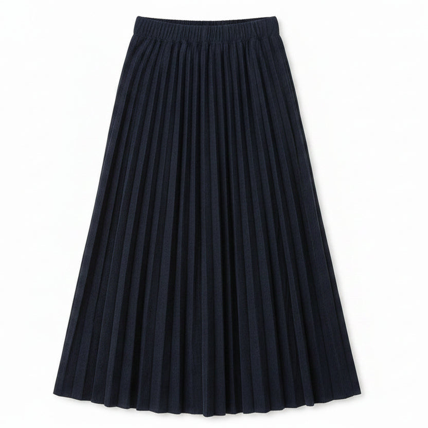 skirt corduroy mixed pleats - dark navy