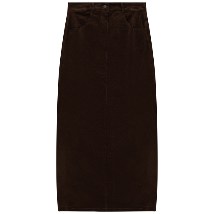 skirt corduroy a line - chocolate