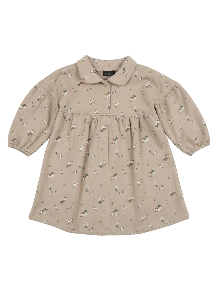 dress floral print shirt style sweatshirt - beige