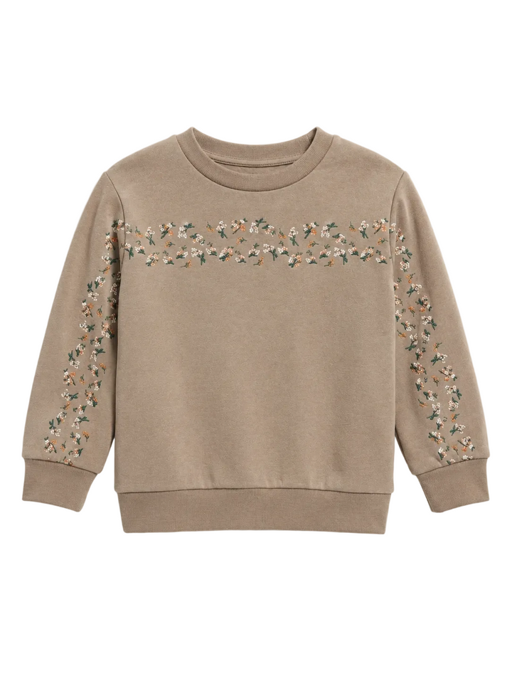 top l/s floral print sweatshirt - beige