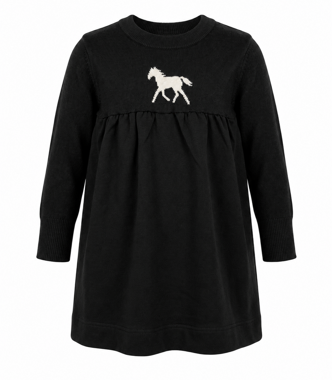 dress knit horse jacquard fleece - black