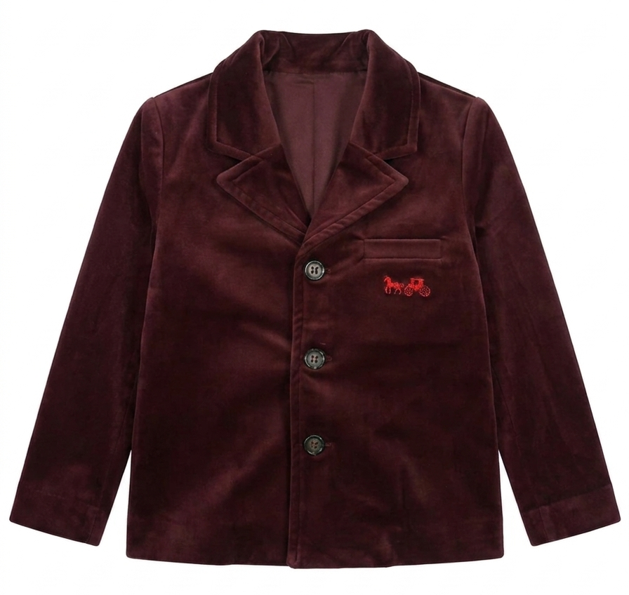 blazer velour small embroidery - dark burgundy