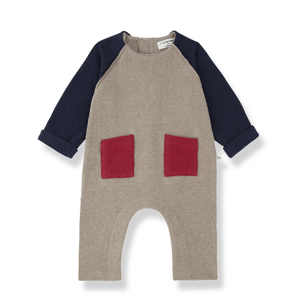 one piece cotton color block long romper - canapa