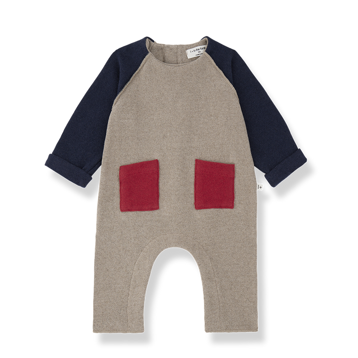 one piece cotton color block long romper - canapa