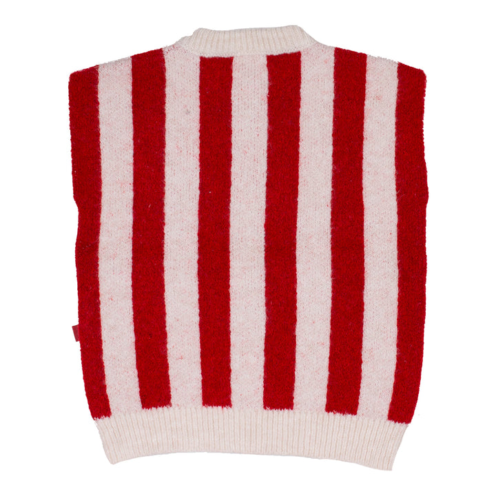 vest wool stripe button down - red/stripe