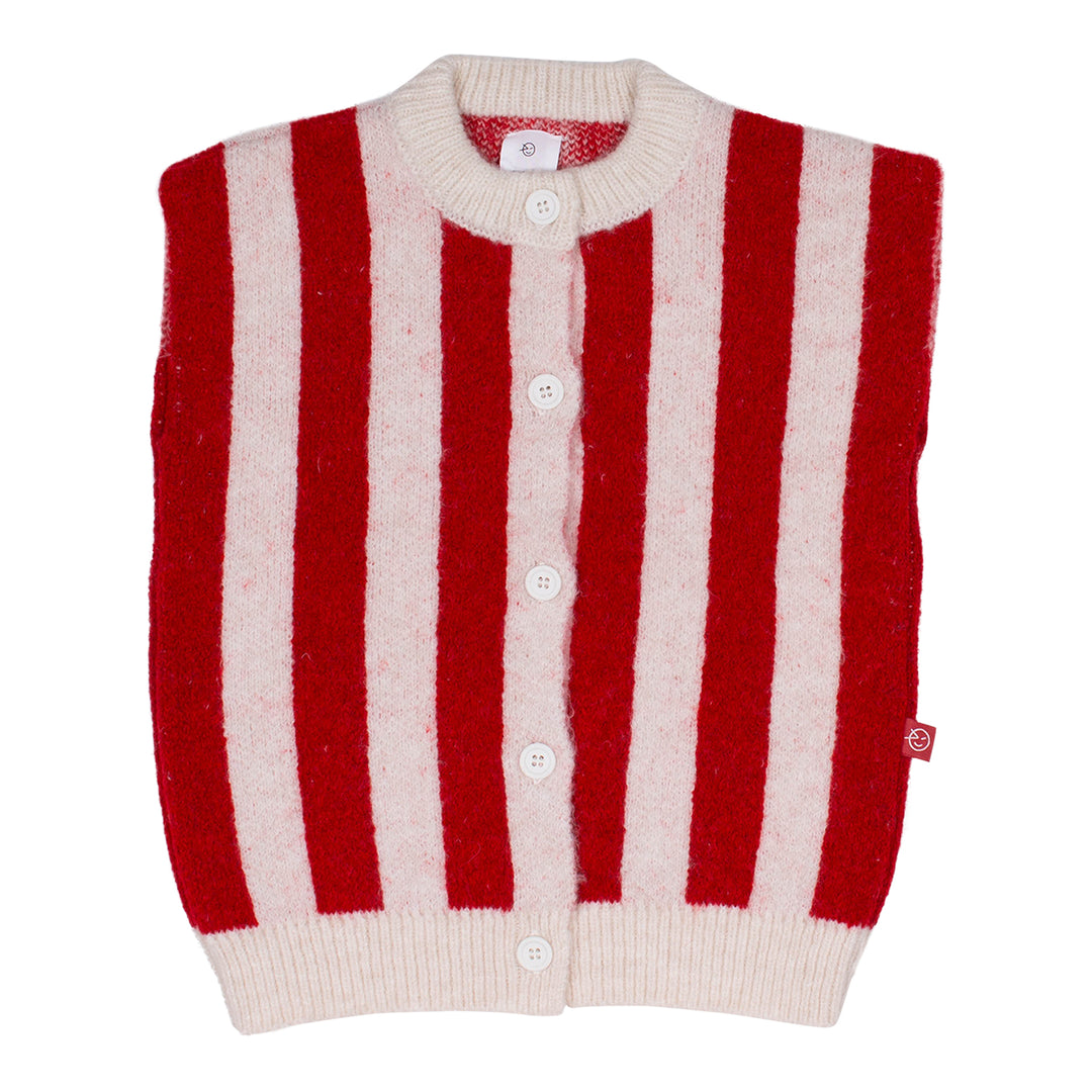 vest wool stripe button down - red/stripe