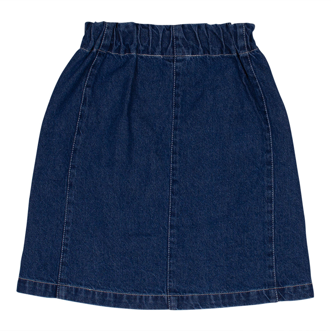 skirt double buttons logo - indigo medium wash