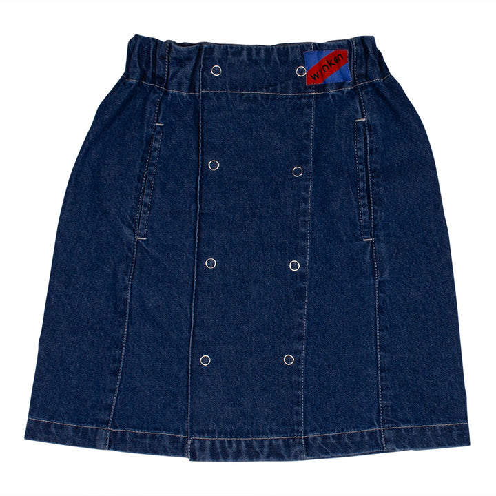 skirt double buttons logo - indigo medium wash