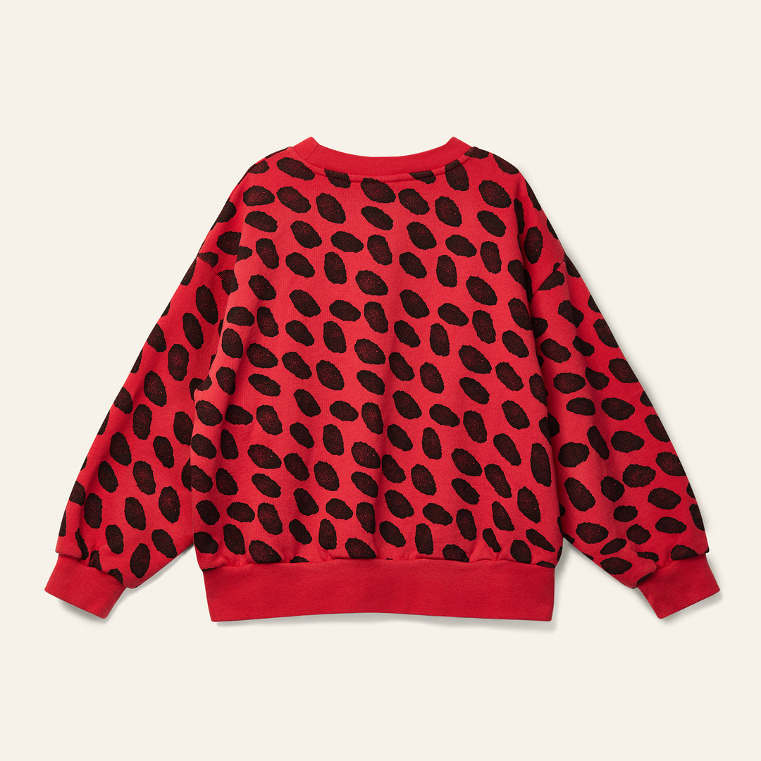top l/s dash eyes sweatshirt - ladybird red/black
