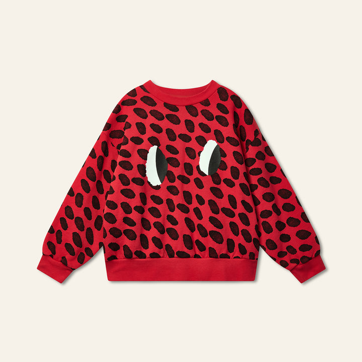 top l/s dash eyes sweatshirt - ladybird red/black