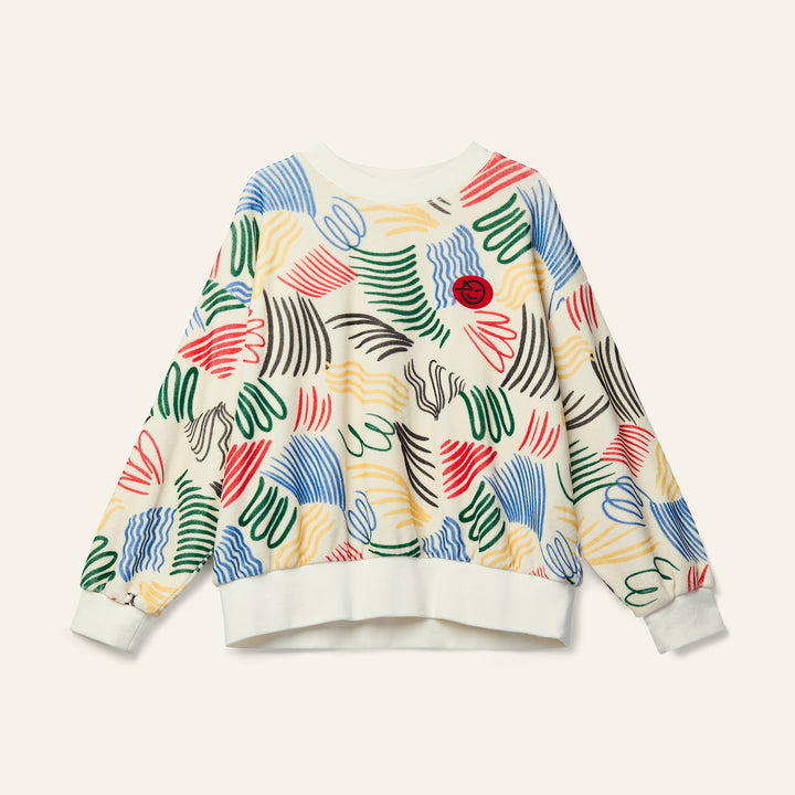 top l/s velour mini allegro sweatshirt - allegro ecru