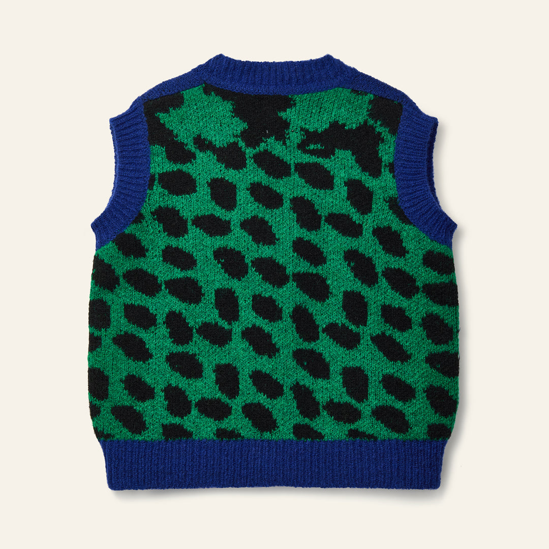 vest multi print v neck - true blue