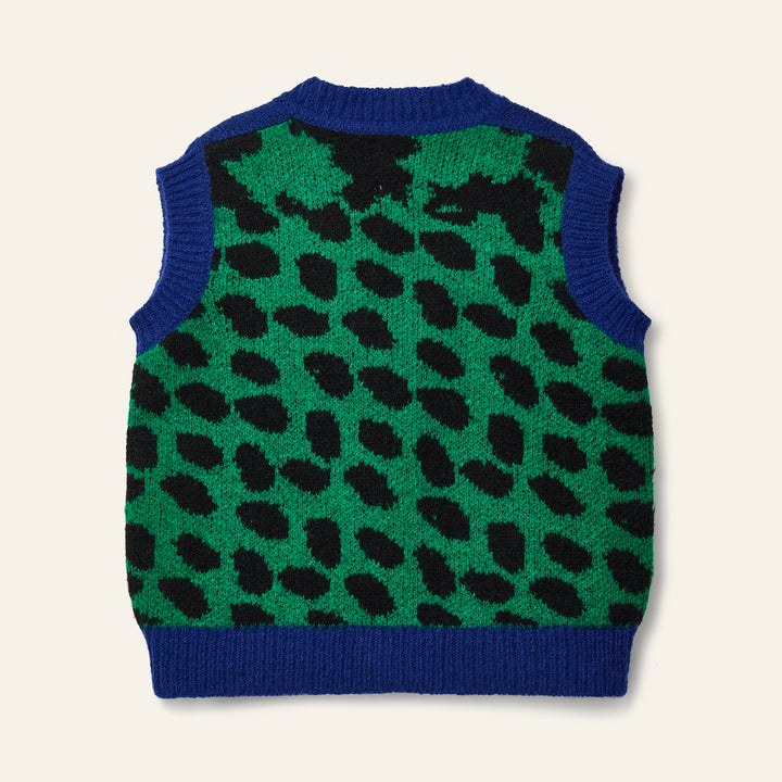 vest multi print v neck - true blue