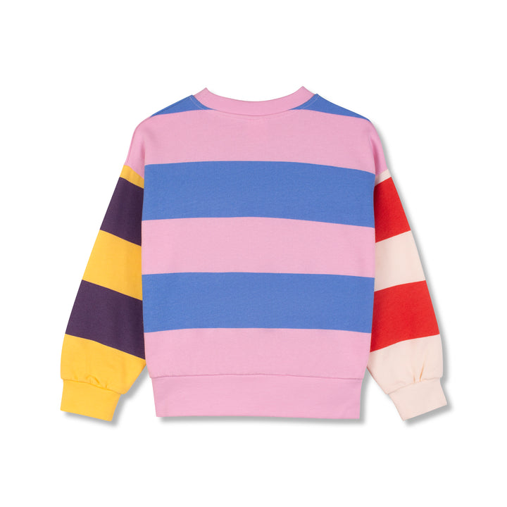 top l/s multi stripe sweatshirt - candy pnk/blu strpes